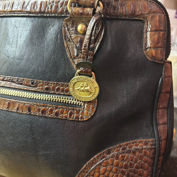 Brahmin Leather Satchel Doctor Style Handbag with Crocodile Embosssed Trim - Picture 4 of 15